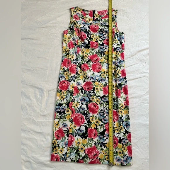 Talbots Size 12 Sleeveless Sheath Dress – Bold Floral Print, Cotton Blend - Picture 7 of 11